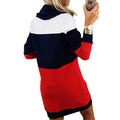 Women Turtleneck Long Sleeve Hooded Sweatshirt Dress - melvincucci