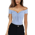 women V collar leisure T-shirt tops lady shirt - melvincucci
