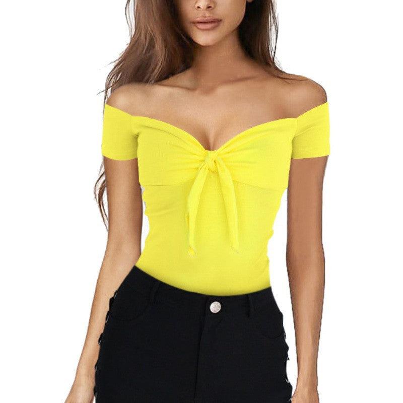women V collar leisure T-shirt tops lady shirt - melvincucci