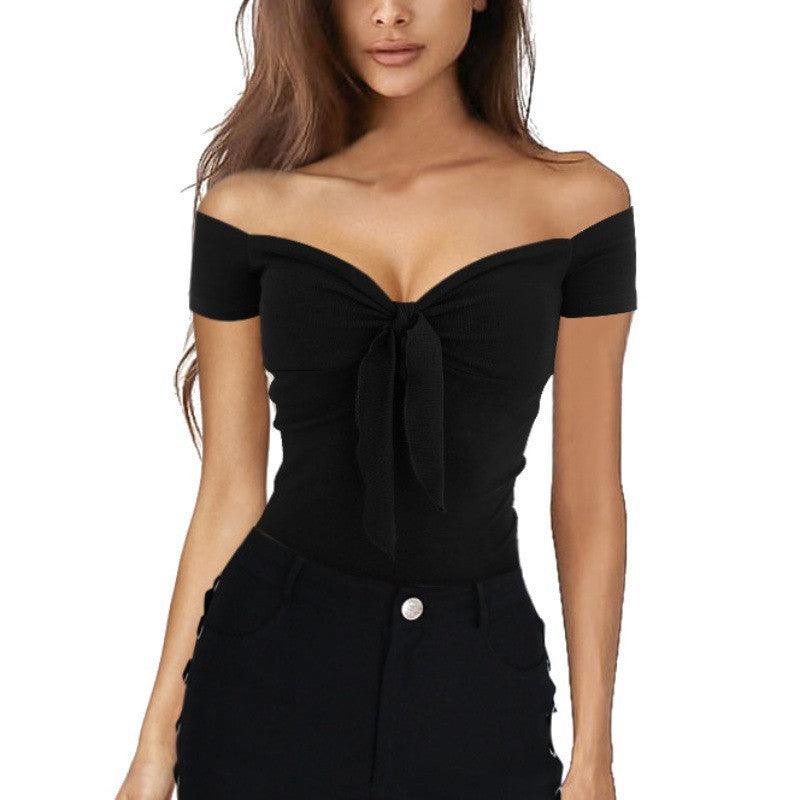 women V collar leisure T-shirt tops lady shirt - melvincucci