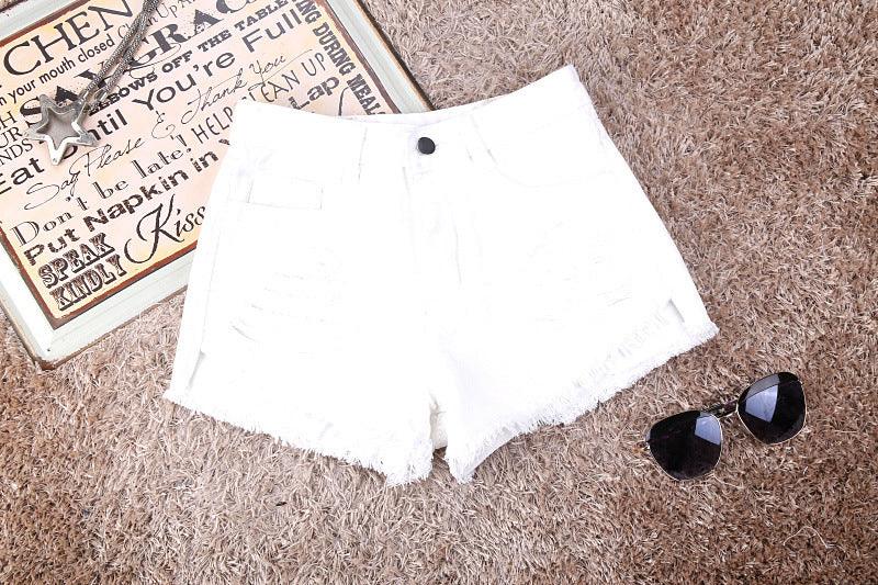 Women WhiteBlack Ripped Shorts - melvincucci