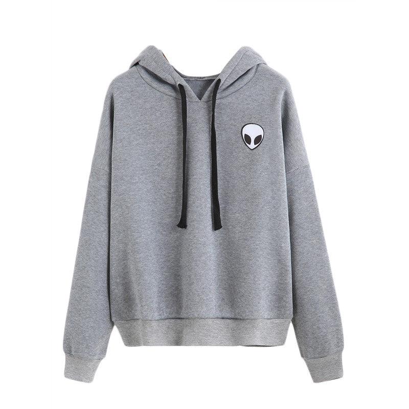 Womens Sweatshirts with Hooded Long Sleeve Autumn Winter Casual Alien Print Thin Women Hoodies - melvincucci