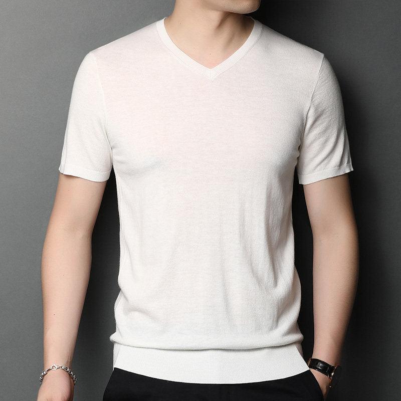 Wool Spring Short-sleeved T-shirt Men - melvincucci