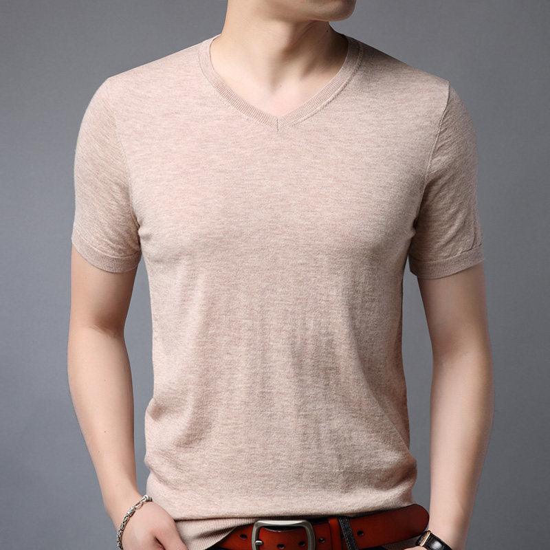 Wool Spring Short-sleeved T-shirt Men - melvincucci