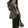 Woolen plaid small suit women jacket - melvincucci
