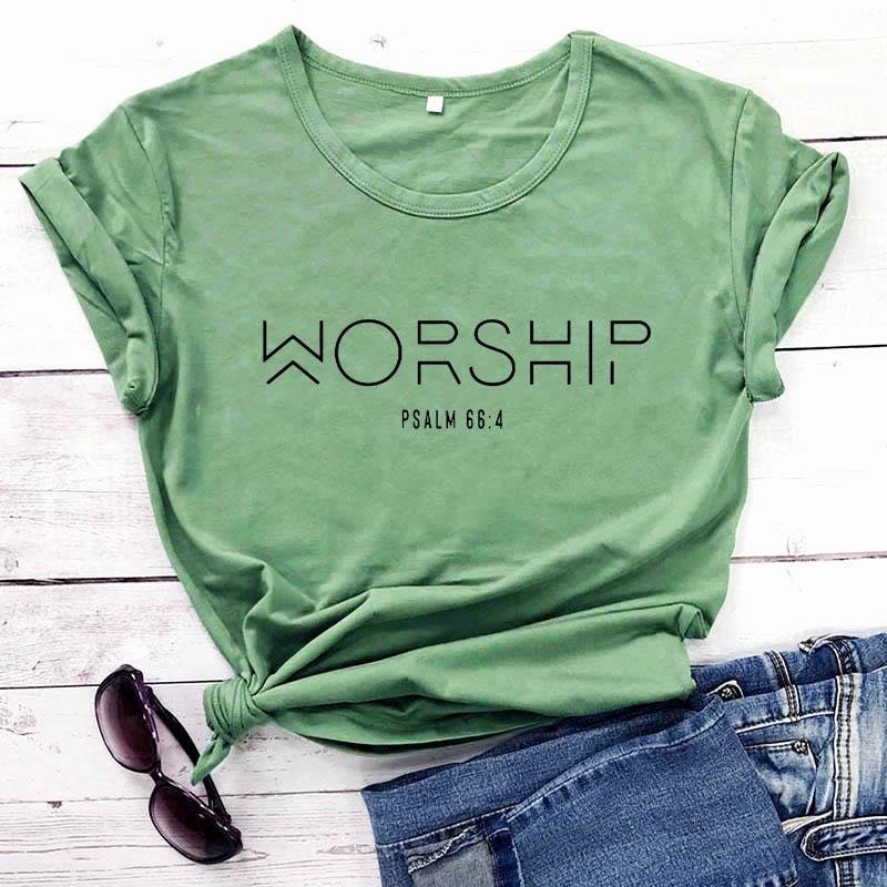Worship Casual Cotton Christian T-Shirt Faith Shirt Women - melvincucci