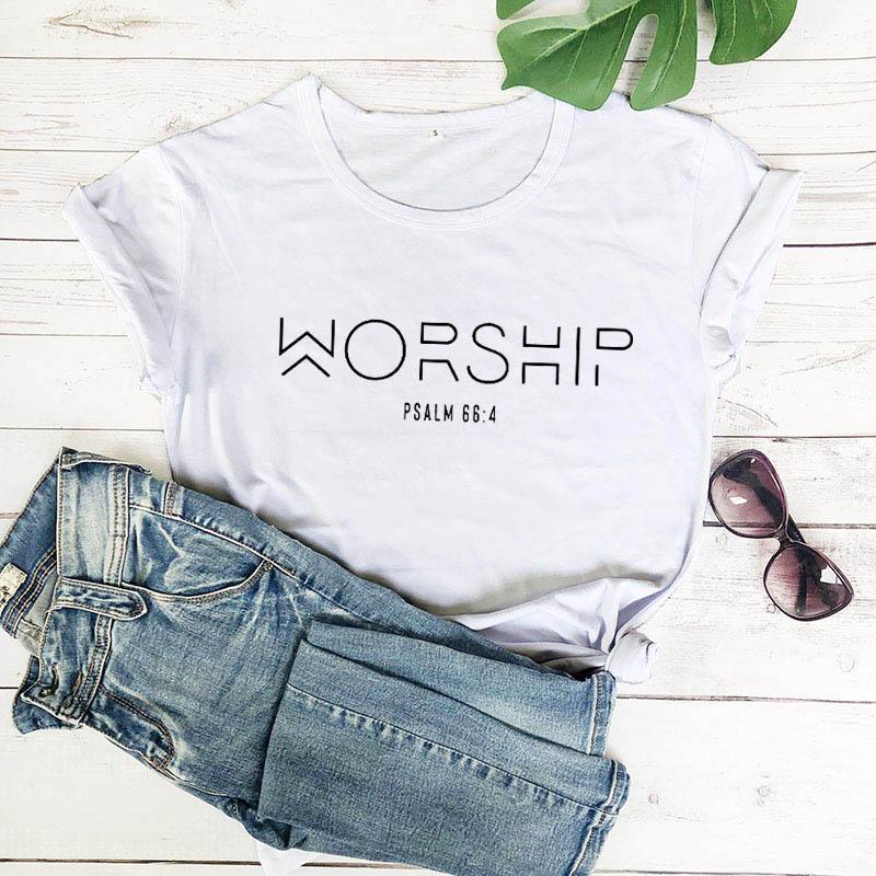 Worship Casual Cotton Christian T-Shirt Faith Shirt Women - melvincucci