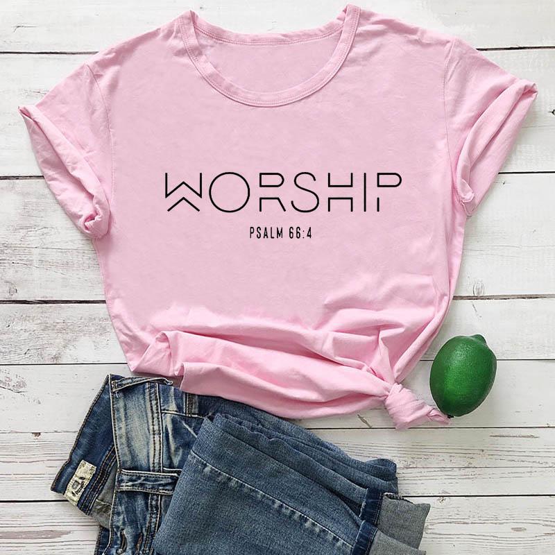 Worship Casual Cotton Christian T-Shirt Faith Shirt Women - melvincucci