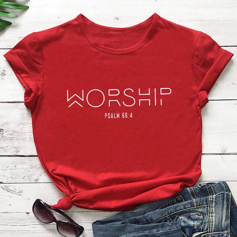 Worship Casual Cotton Christian T-Shirt Faith Shirt Women - melvincucci