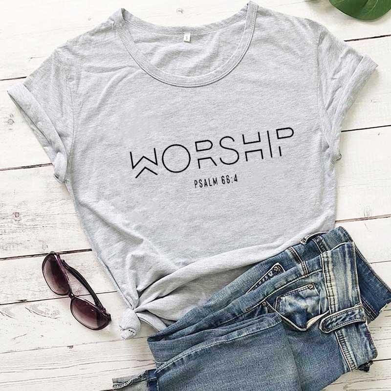 Worship Casual Cotton Christian T-Shirt Faith Shirt Women - melvincucci