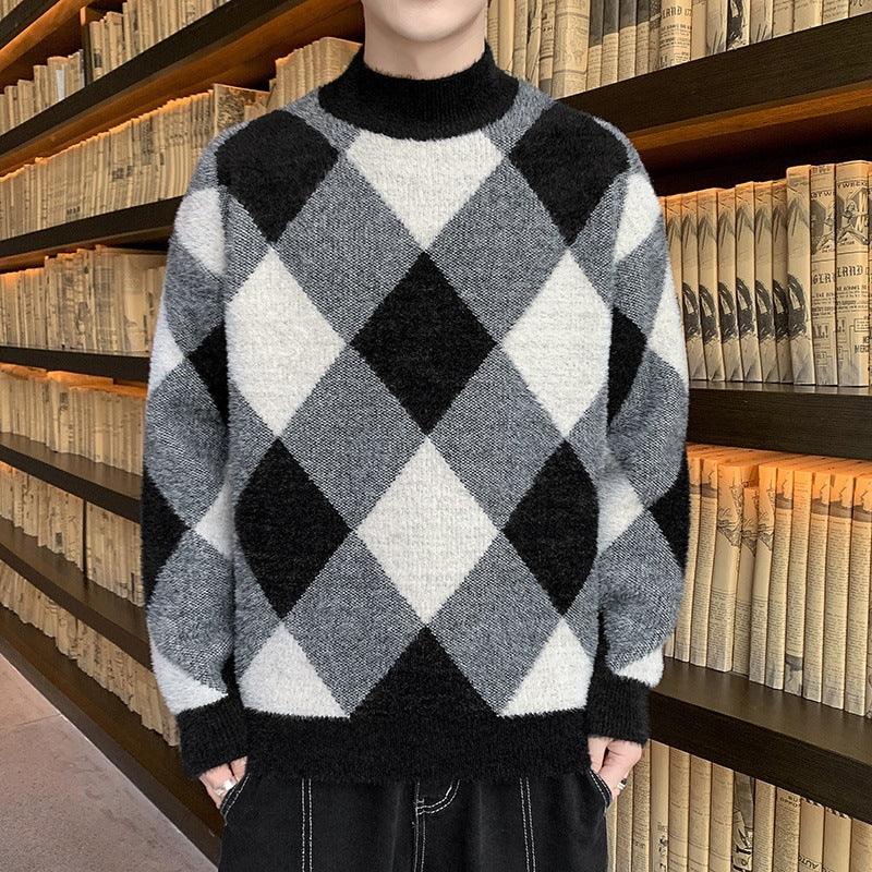 Young Handsome Half Turtleneck Sweater Men's Knitwear Trend Men's Clothing - melvincucci