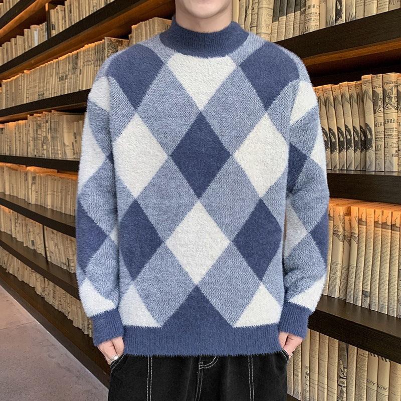 Young Handsome Half Turtleneck Sweater Men's Knitwear Trend Men's Clothing - melvincucci