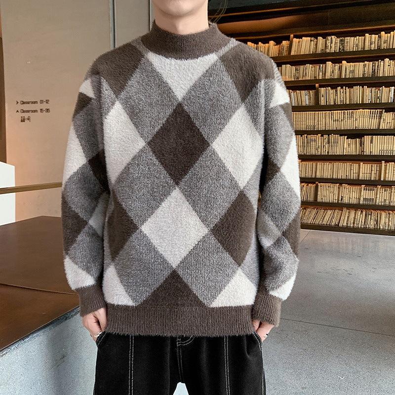 Young Handsome Half Turtleneck Sweater Men's Knitwear Trend Men's Clothing - melvincucci