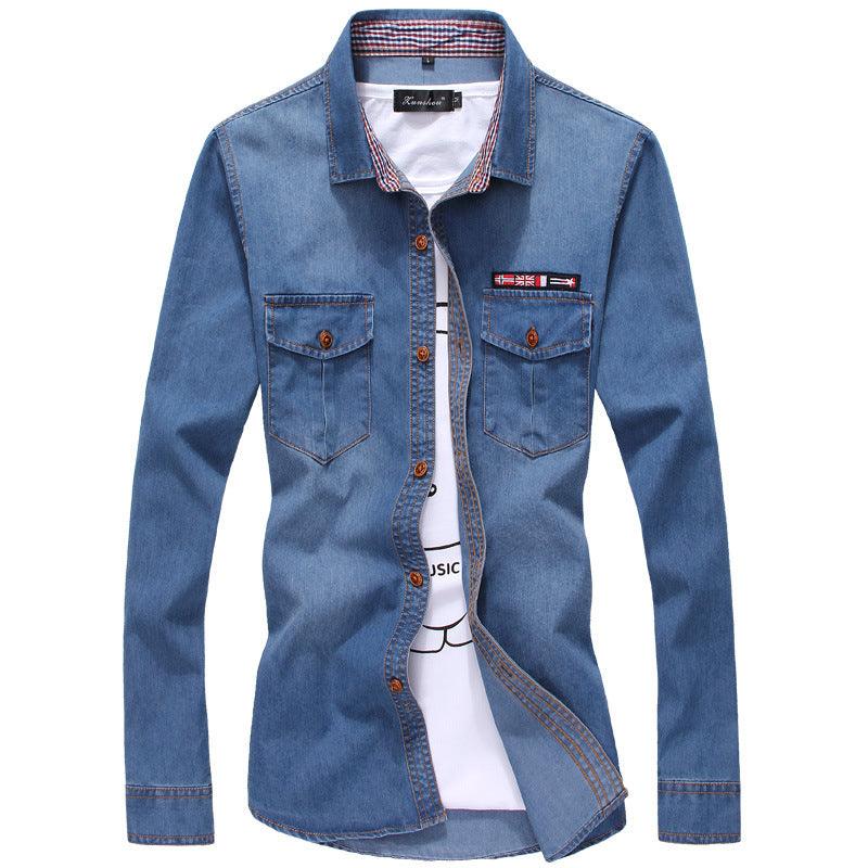 Youth Tricolor Denim Shirt Large Men - melvincucci