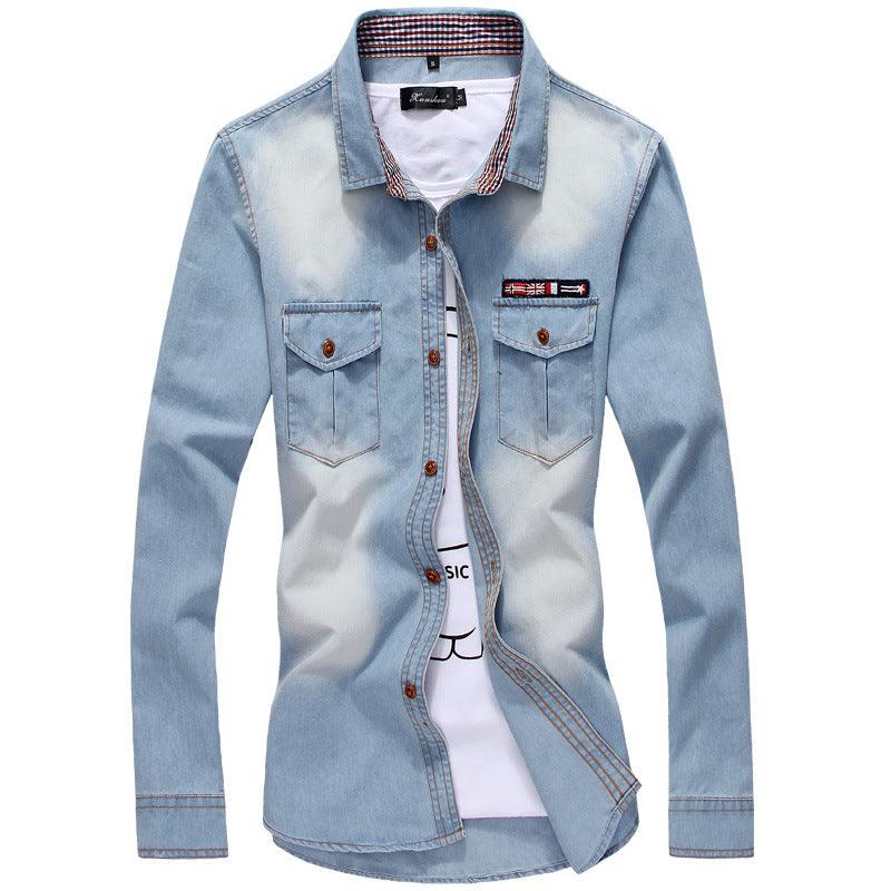 Youth Tricolor Denim Shirt Large Men - melvincucci
