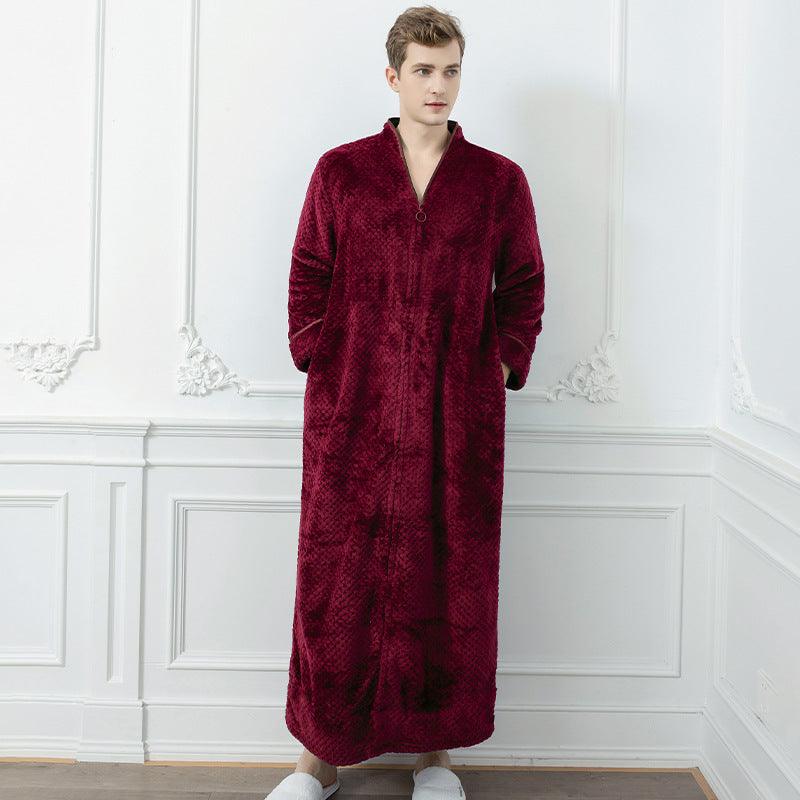 Zipper Long Pineapple Lattice Bathrobe With Fertilizer - melvincucci