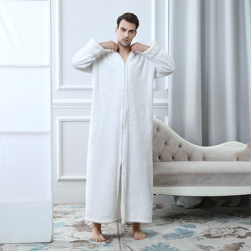 Zipper Long Pineapple Lattice Bathrobe With Fertilizer - melvincucci