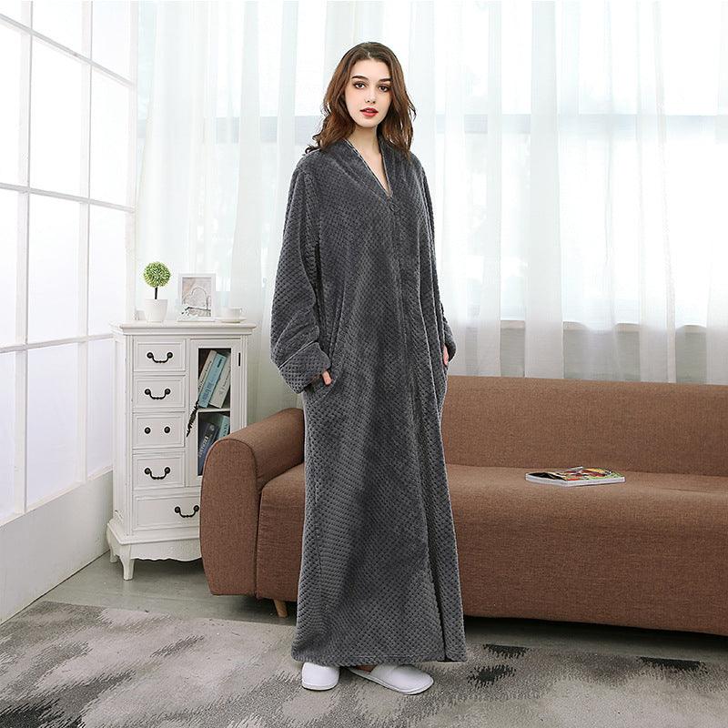 Zipper Long Pineapple Lattice Bathrobe With Fertilizer - melvincucci