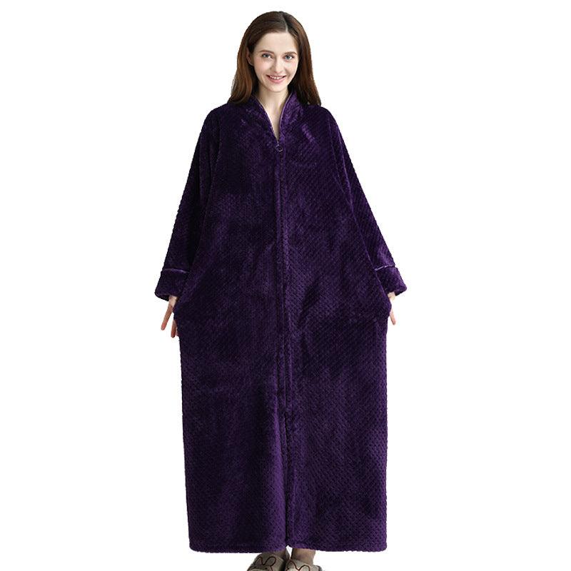 Zipper Long Pineapple Lattice Bathrobe With Fertilizer - melvincucci