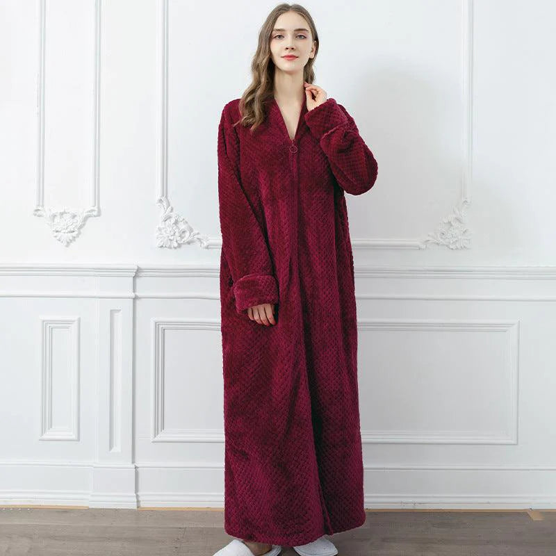 Zipper Long Pineapple Lattice Bathrobe With Fertilizer - melvincucci
