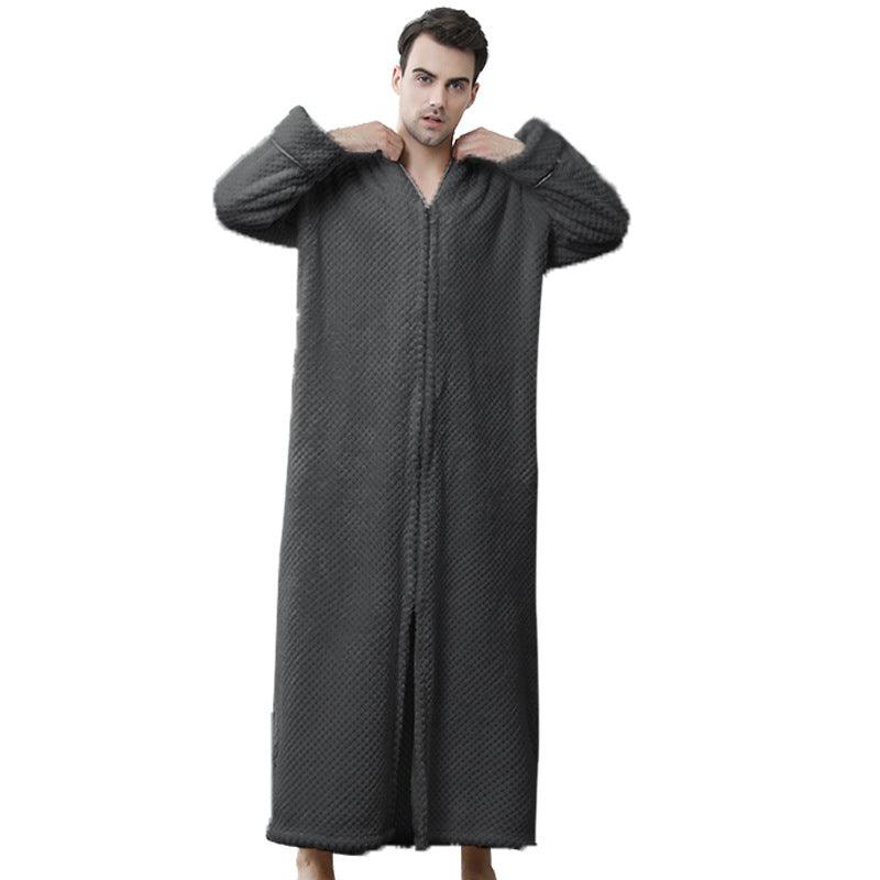 Zipper Long Pineapple Lattice Bathrobe With Fertilizer - melvincucci