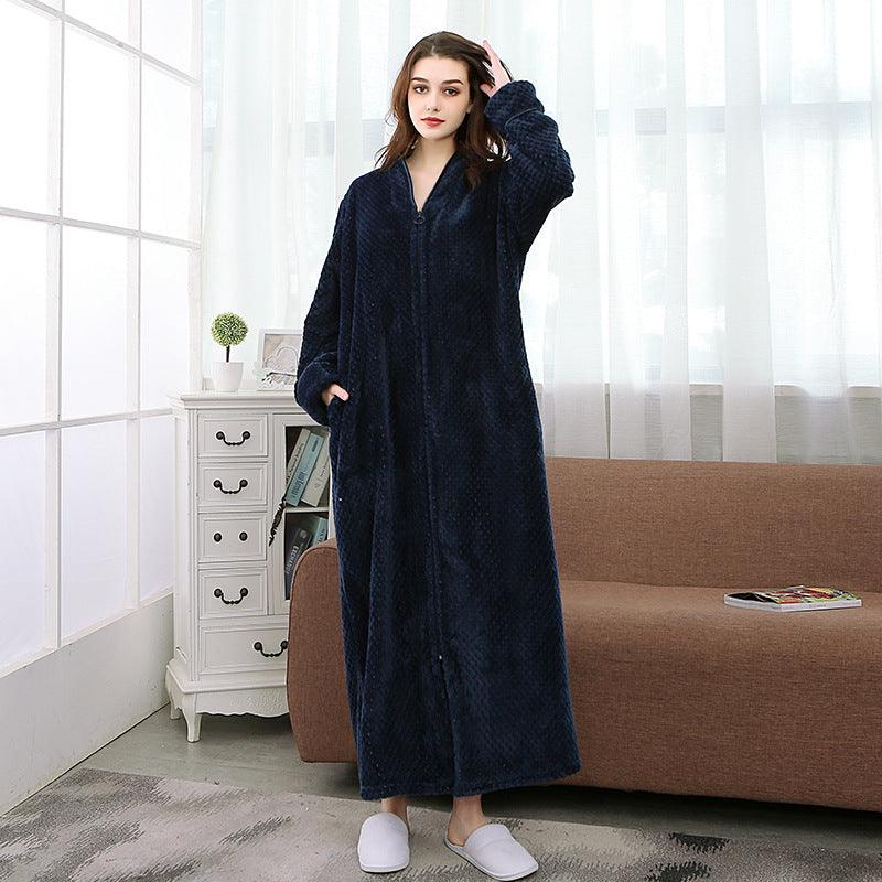 Zipper Long Pineapple Lattice Bathrobe With Fertilizer - melvincucci